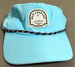 HUK Fishing Performance Hat Light Blue Mesh Rope Snapback Cap OSFM